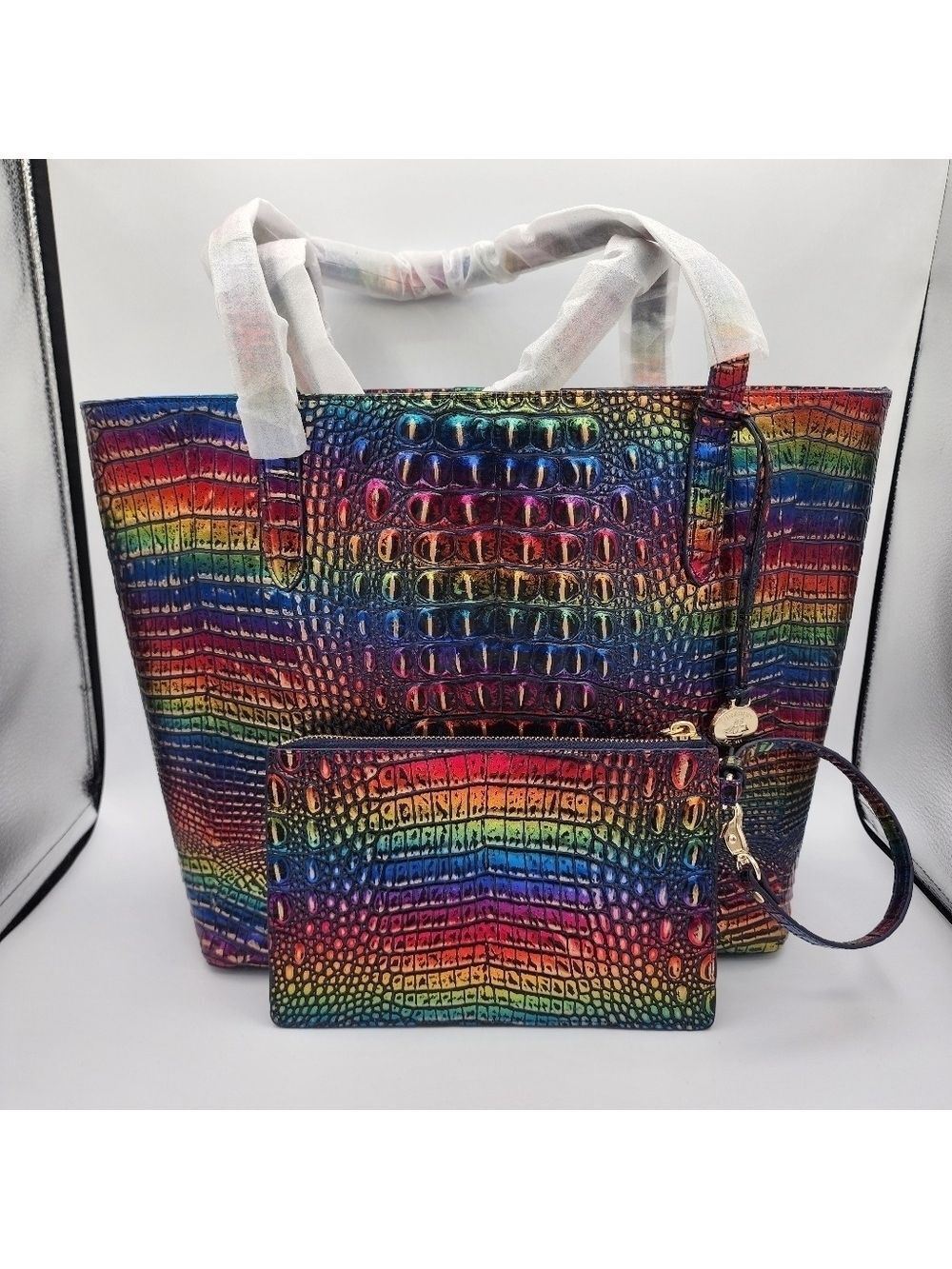 Brahmin Brooke Technicolor Tote With Pouch NEW